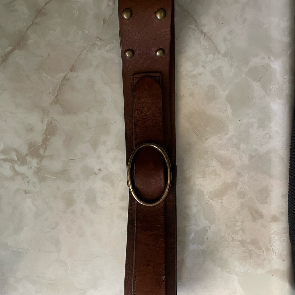GAP Brown Leather Adjustable Belt with Brass Studs Perfect for Skirts or Dresses
